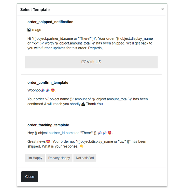 Templated Responses Templated Responses